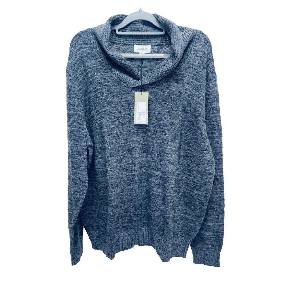Goodiellow Slate Grey Mens Cowl Neck Sweater Size XL 100% Cotton NEW